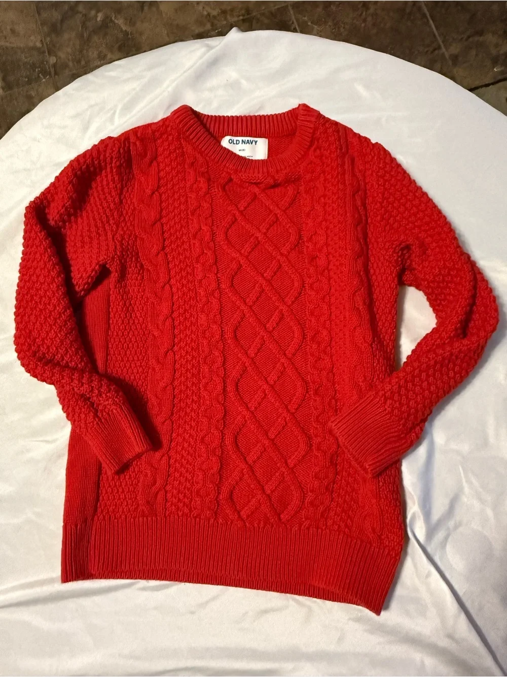 Old Navy Kids Red Cable Knit Sweater-medium